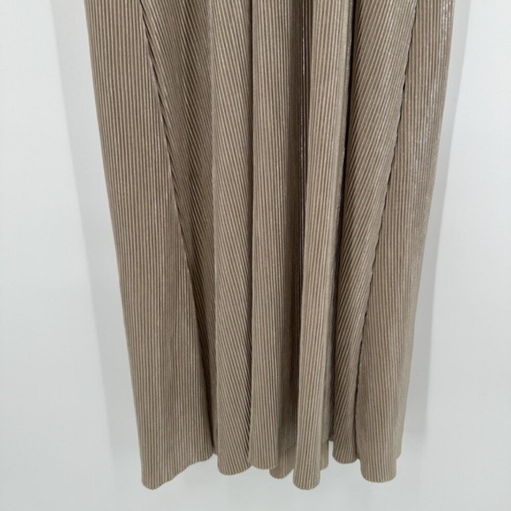 Baltic Born Maxi Dress Womens Large Champagne Pleated Flutter Sleeve V Neck - Picture 4 of 15